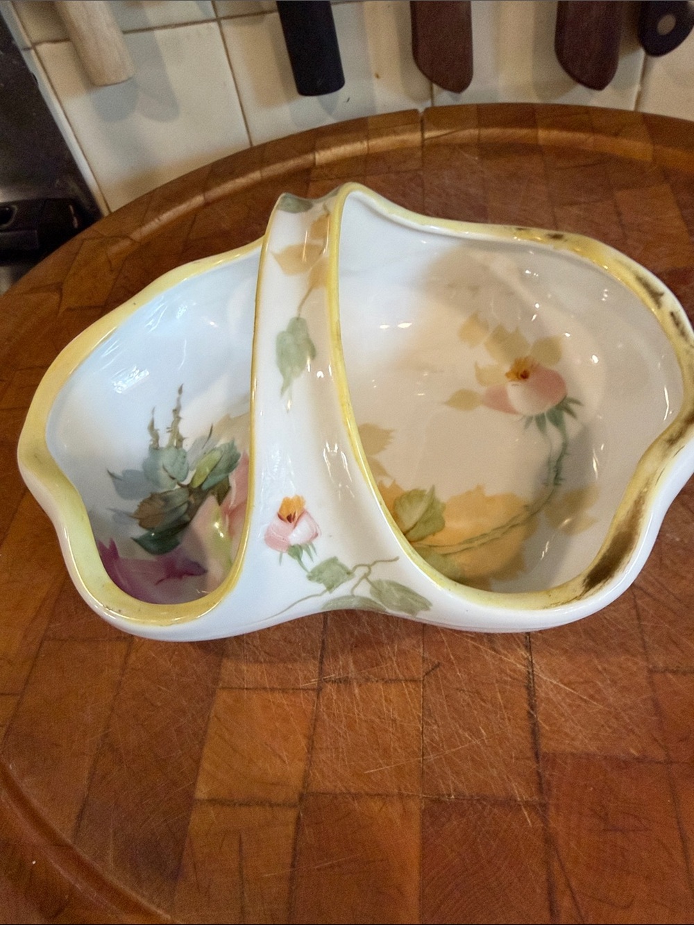 Antique 1911–1921 Hand Painted Nippon Morimura Floral Porcelain Dish M Wreath
